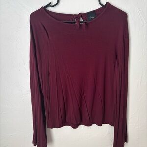 La Femme Women's Burgundy Long Sleeve Top